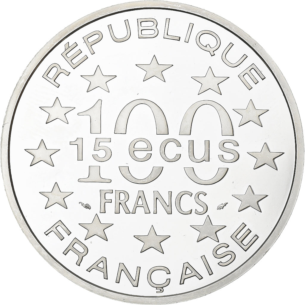 France, 100 Francs-15 Ecus, Arc de Triomphe, 1993, MDP, Proof, Silver, MS(63)
