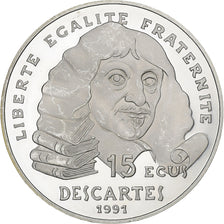 France, 100 Francs-15 Ecus, Descartes, 1991, MDP, BE, Argent, SPL, KM:1002