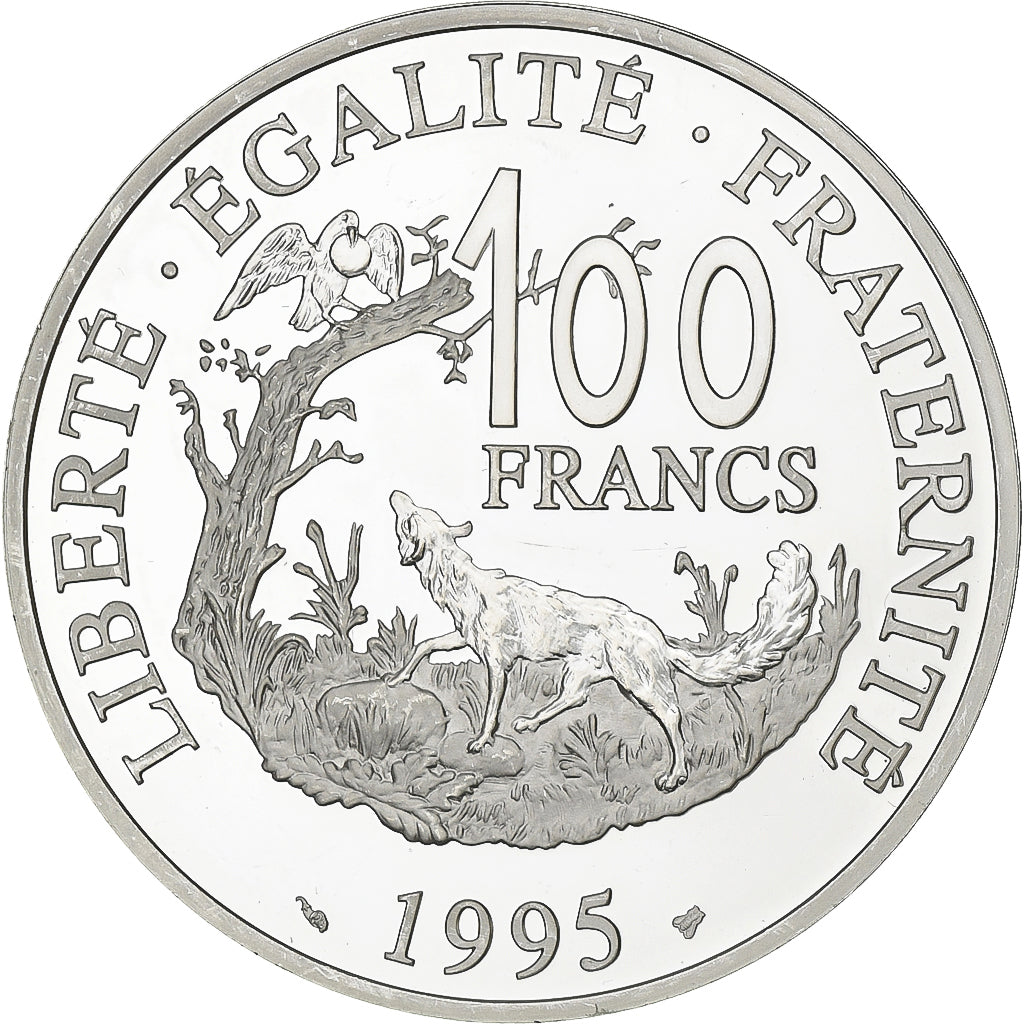 France, 100 Francs, Jean de la Fontaine, 1995, MDP, BE, Argent, SPL, KM:1136