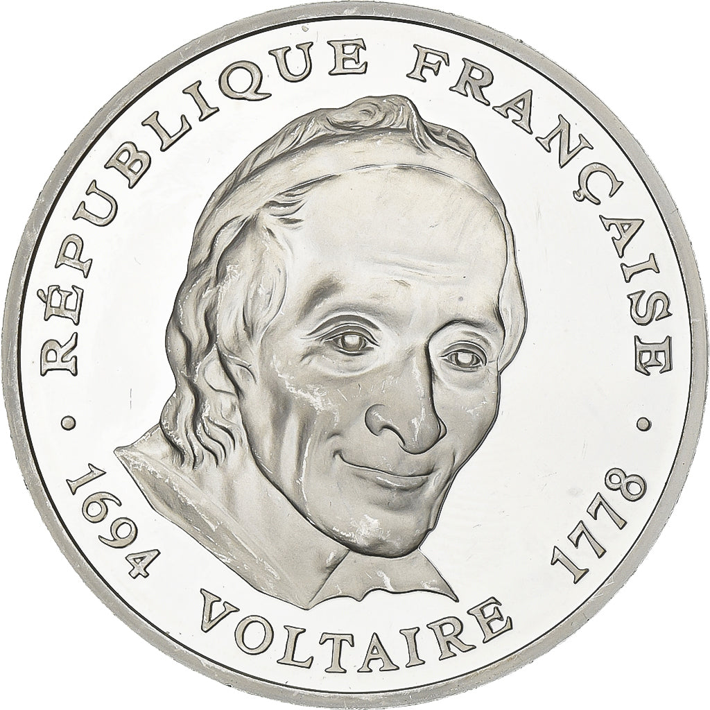 França, 100 Francs, Voltaire, 1994, MDP, Proof, Prata, MS(63), KM:1182