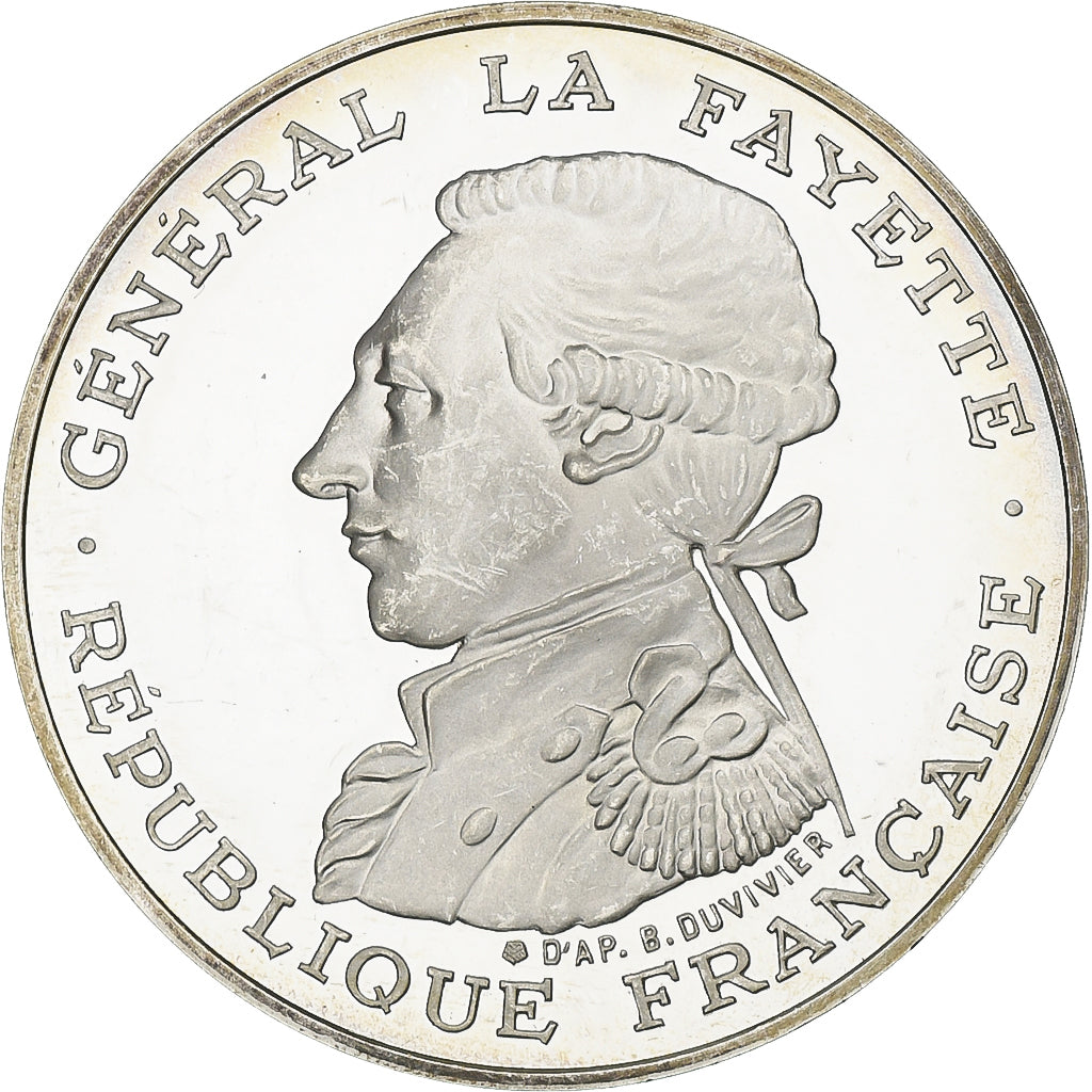 França, 100 Francs, La Fayette, 1987, MDP, Proof, Prata, MS(63), KM:962a