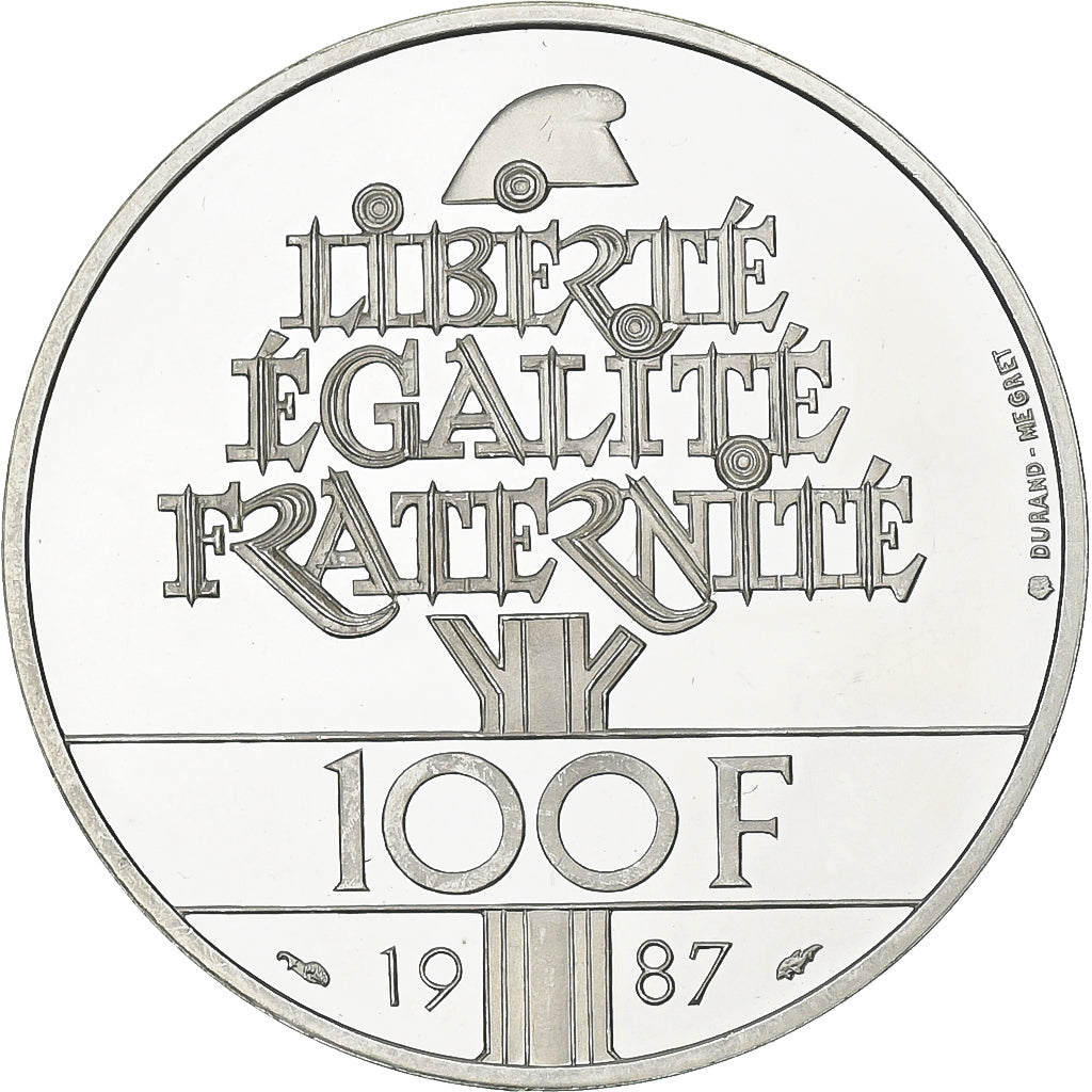 França, 100 Francs, La Fayette, 1987, MDP, Proof, Prata, MS(63), KM:962a