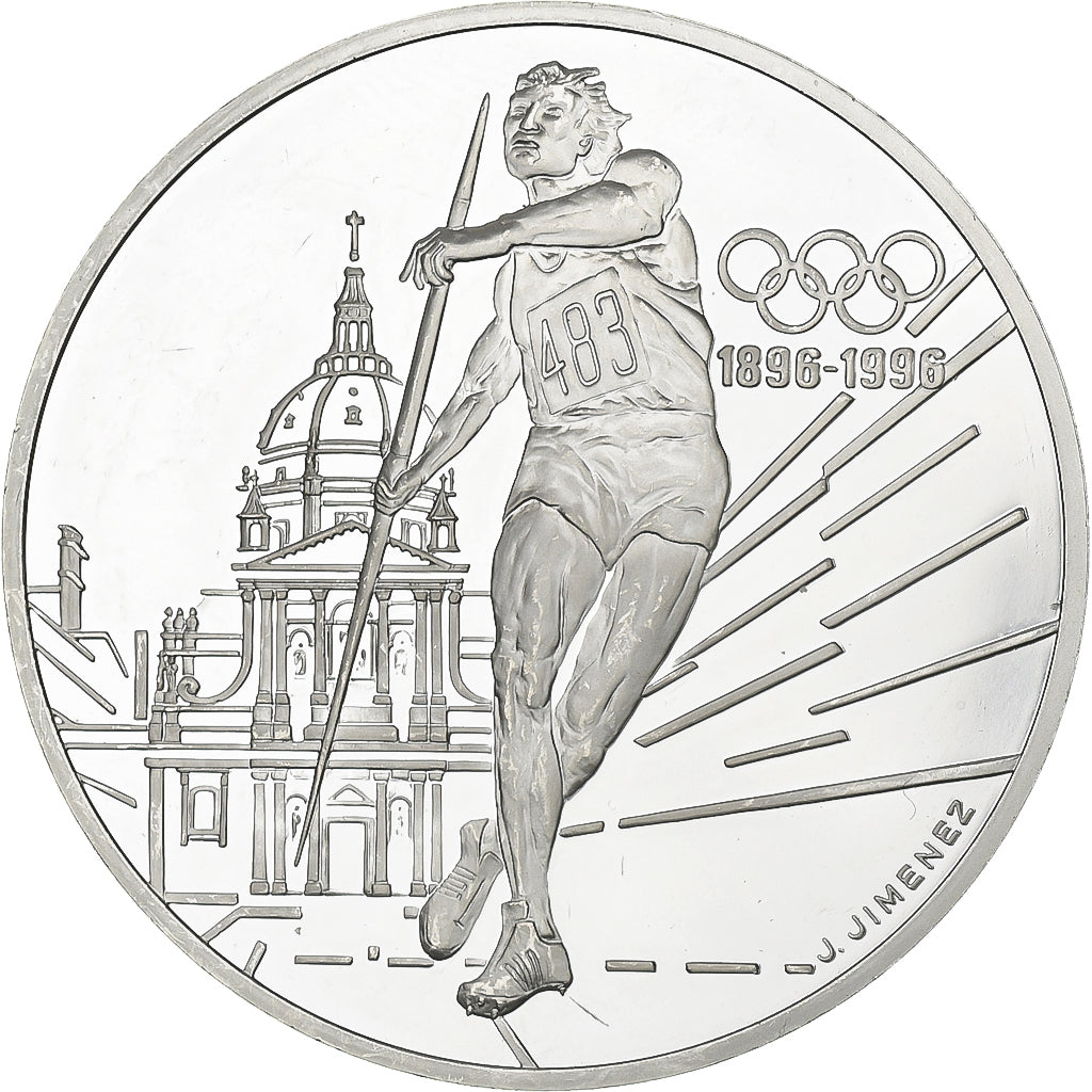 France, 100 Francs, Javelin, 1994, MDP, Proof, Silver, MS(63), KM:1048