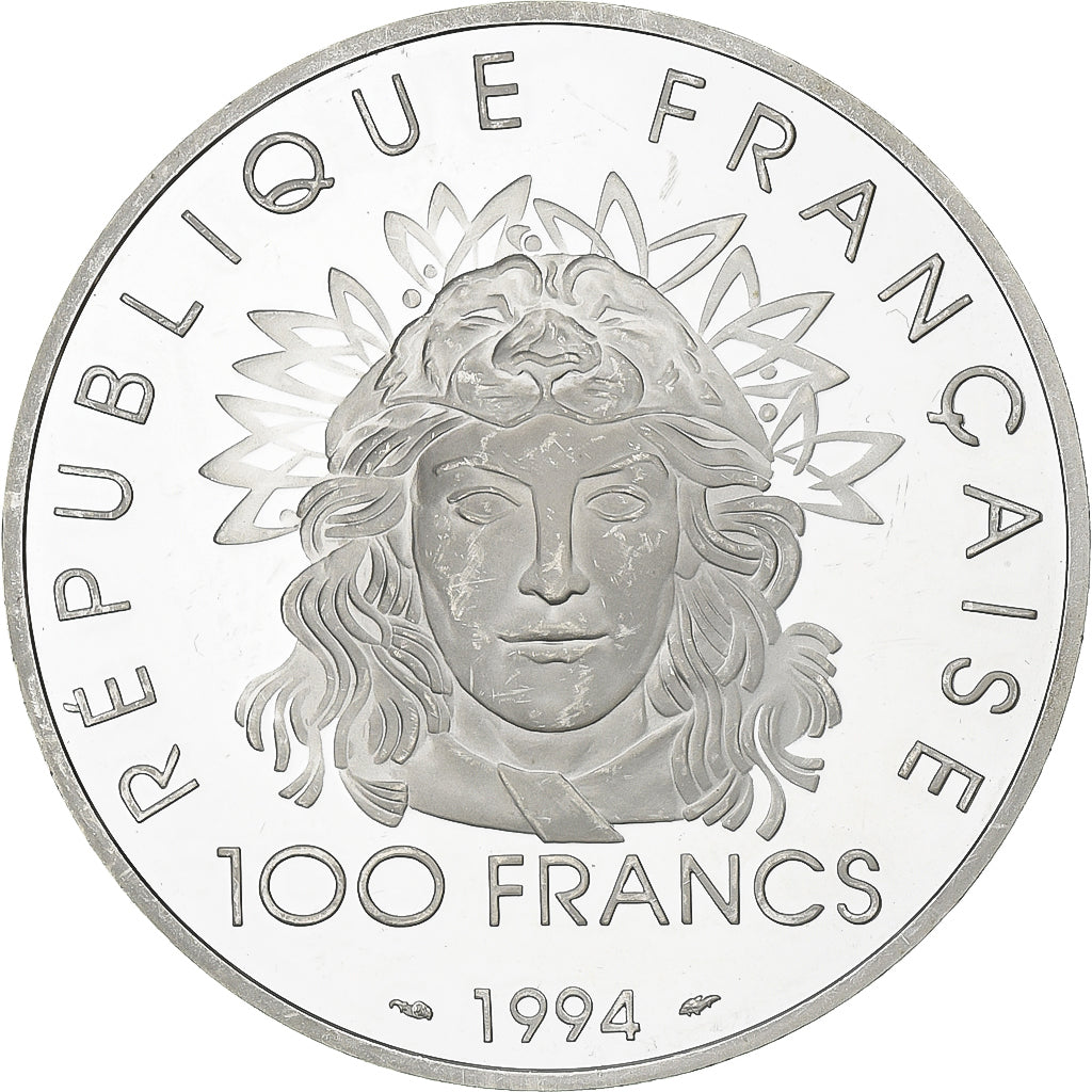 France, 100 Francs, Javelin, 1994, MDP, Proof, Silver, MS(63), KM:1048