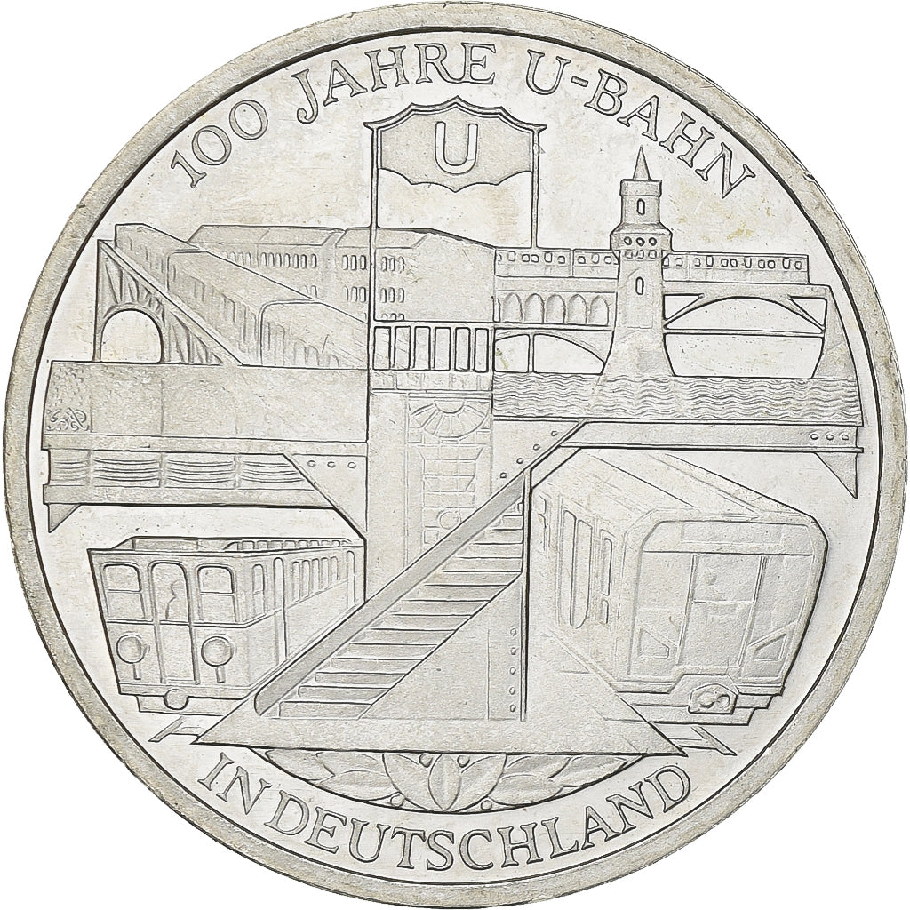 Germany, 10 Euro, 100th Anniversary of German subway, 2002, Munich, Silver