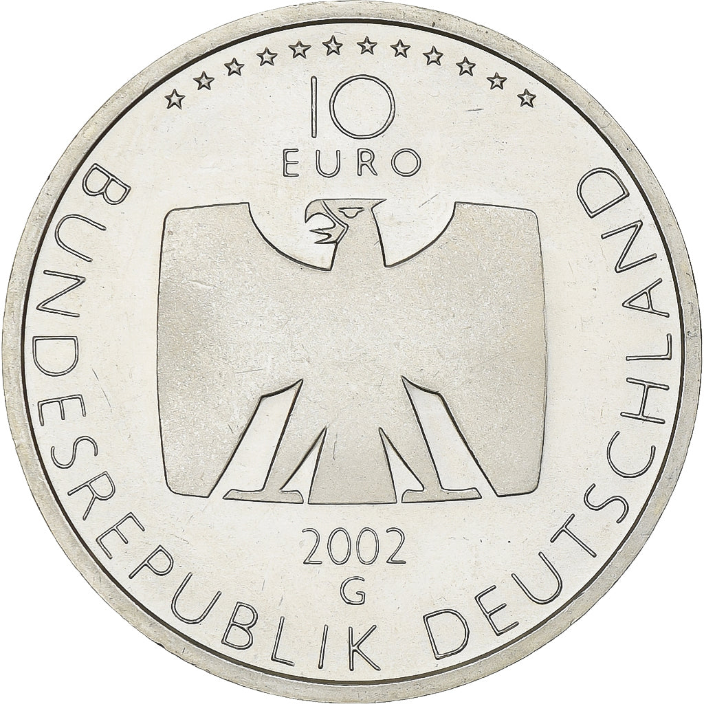 Germany, 10 Euro, German Television, 2002, Karlsruhe, Silver, MS(63), KM:219