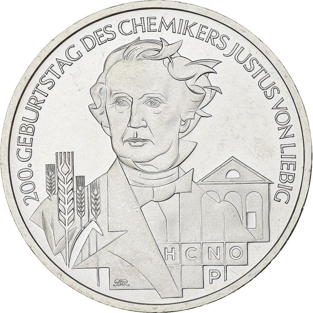Germany, 10 Euro, Justus von Liebig, 2003, Hamburg, Silver, MS(63), KM:222