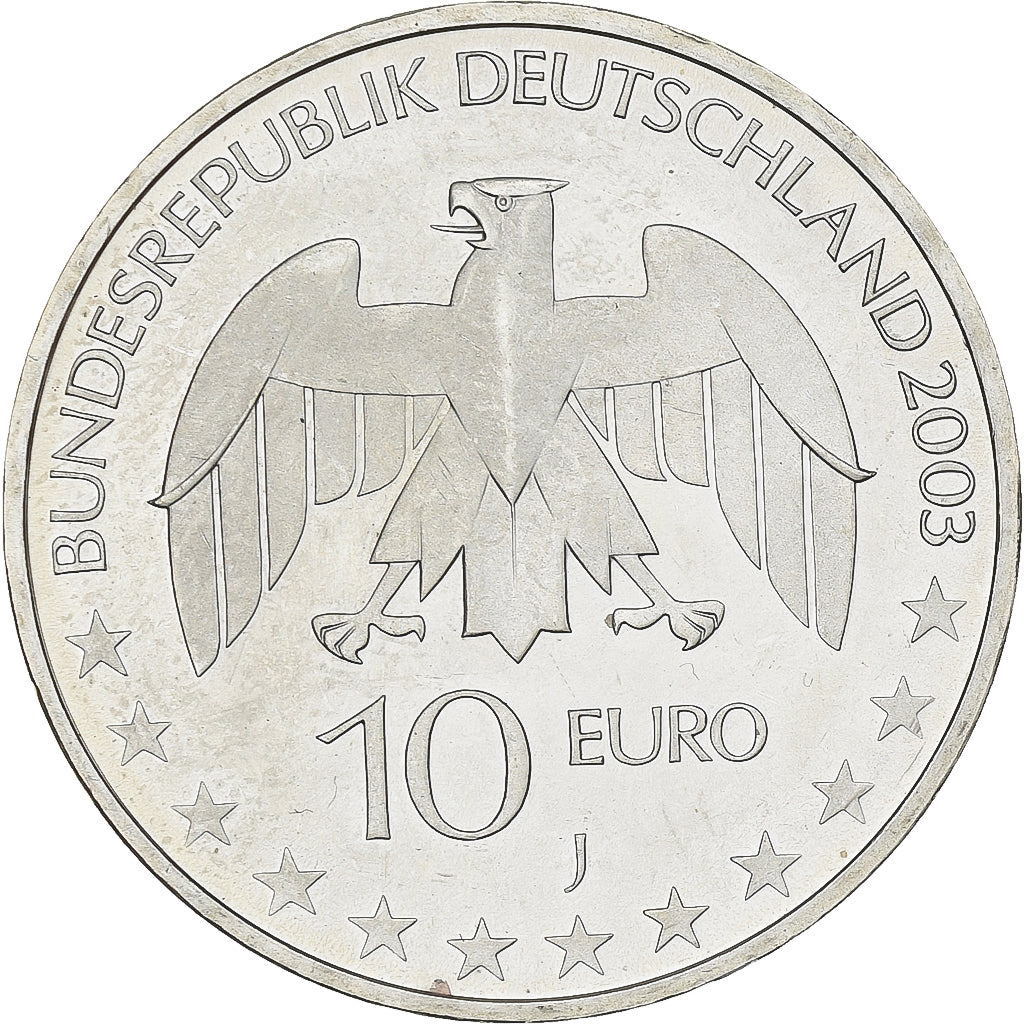 Germany, 10 Euro, Justus von Liebig, 2003, Hamburg, Silver, MS(63), KM:222