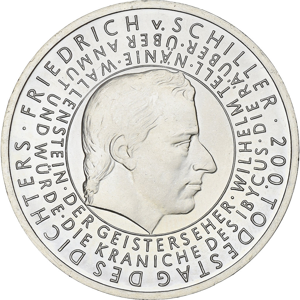 Germany, 10 Euro, Friedrich von Schiller, 2005, Hamburg, Silver, MS(63), KM:239