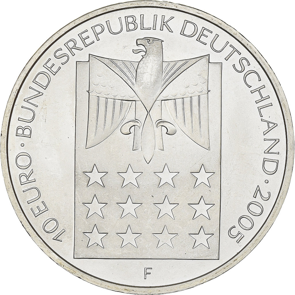 Germany, 10 Euro, Bertha von Suttner, 2005, Stuttgart, Silver, MS(63), KM:242