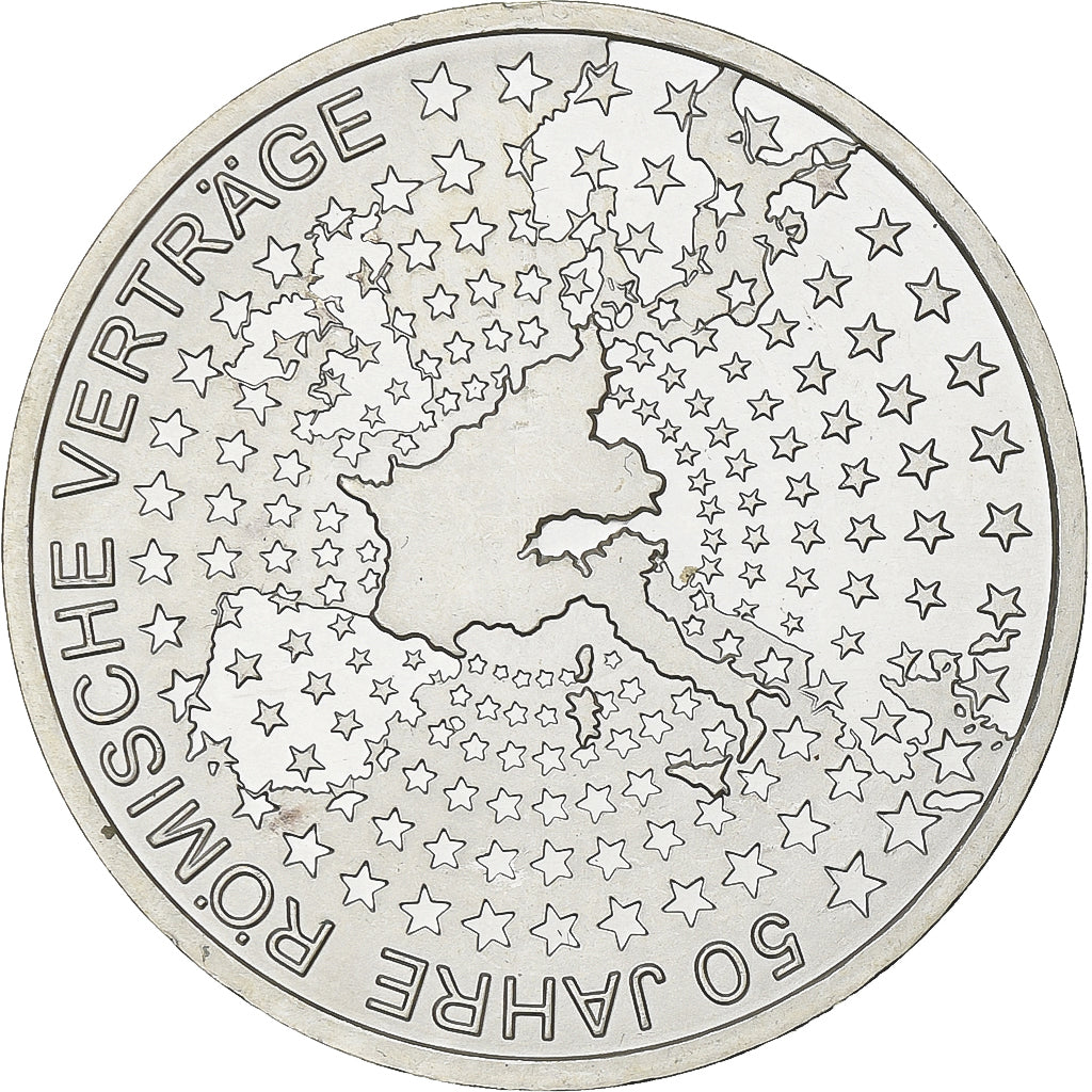 Germany, 10 Euro, Treaty of Rome, 2007, Stuttgart, Silver, MS(63), KM:264