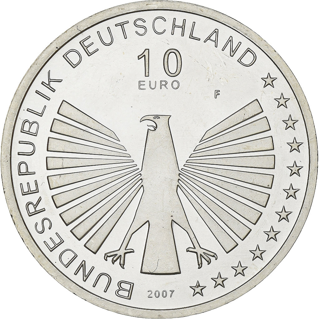 Germany, 10 Euro, Treaty of Rome, 2007, Stuttgart, Silver, MS(63), KM:264