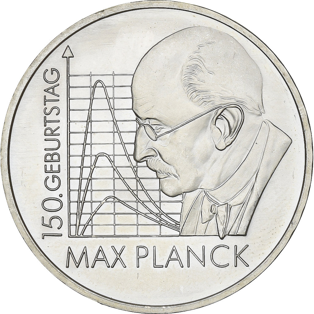 Alemania, 10 Euro, Max Planck, 2008, Stuttgart, Plata, SC, KM:272