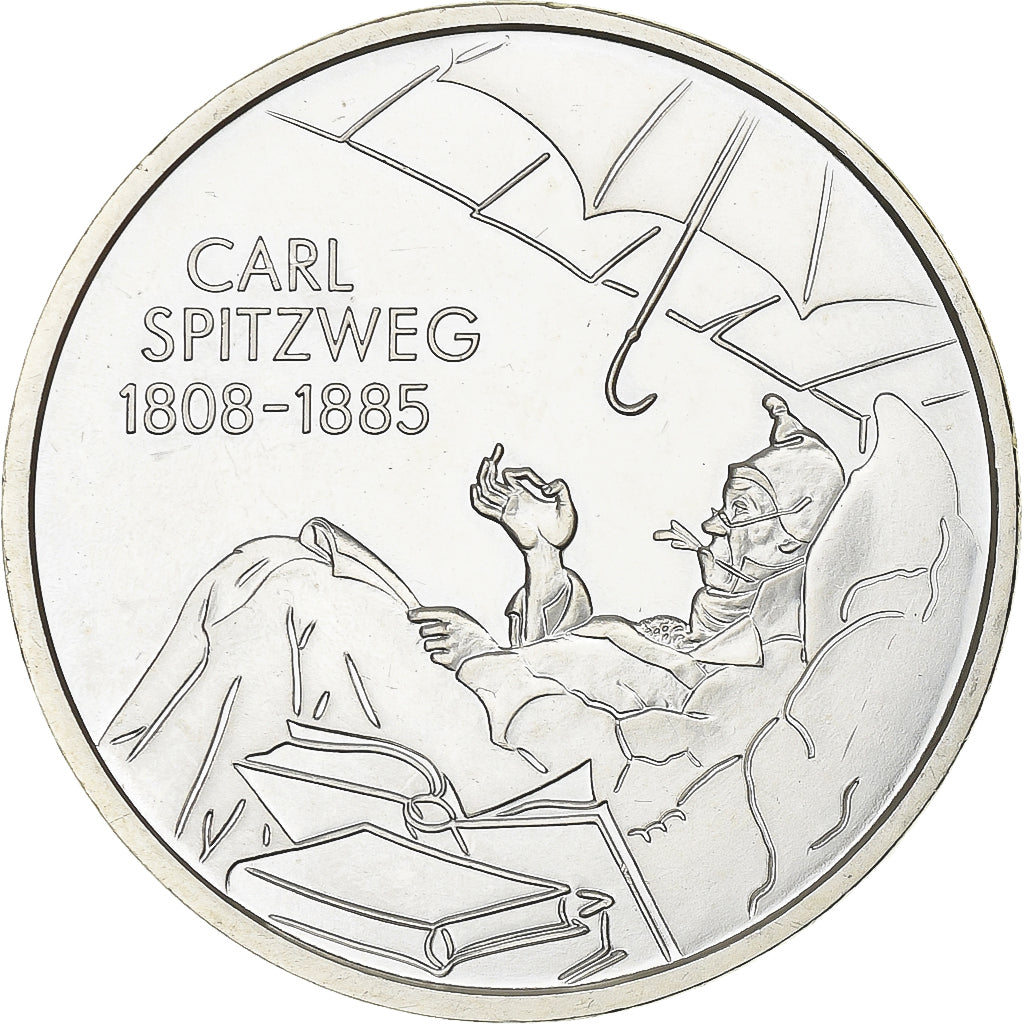 Germany, 10 Euro, Carl Spitzweg, 2008, Munich, Silver, MS(63), KM:273