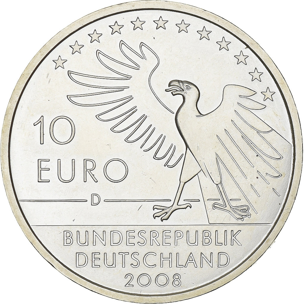 Germany, 10 Euro, Carl Spitzweg, 2008, Munich, Silver, MS(63), KM:273