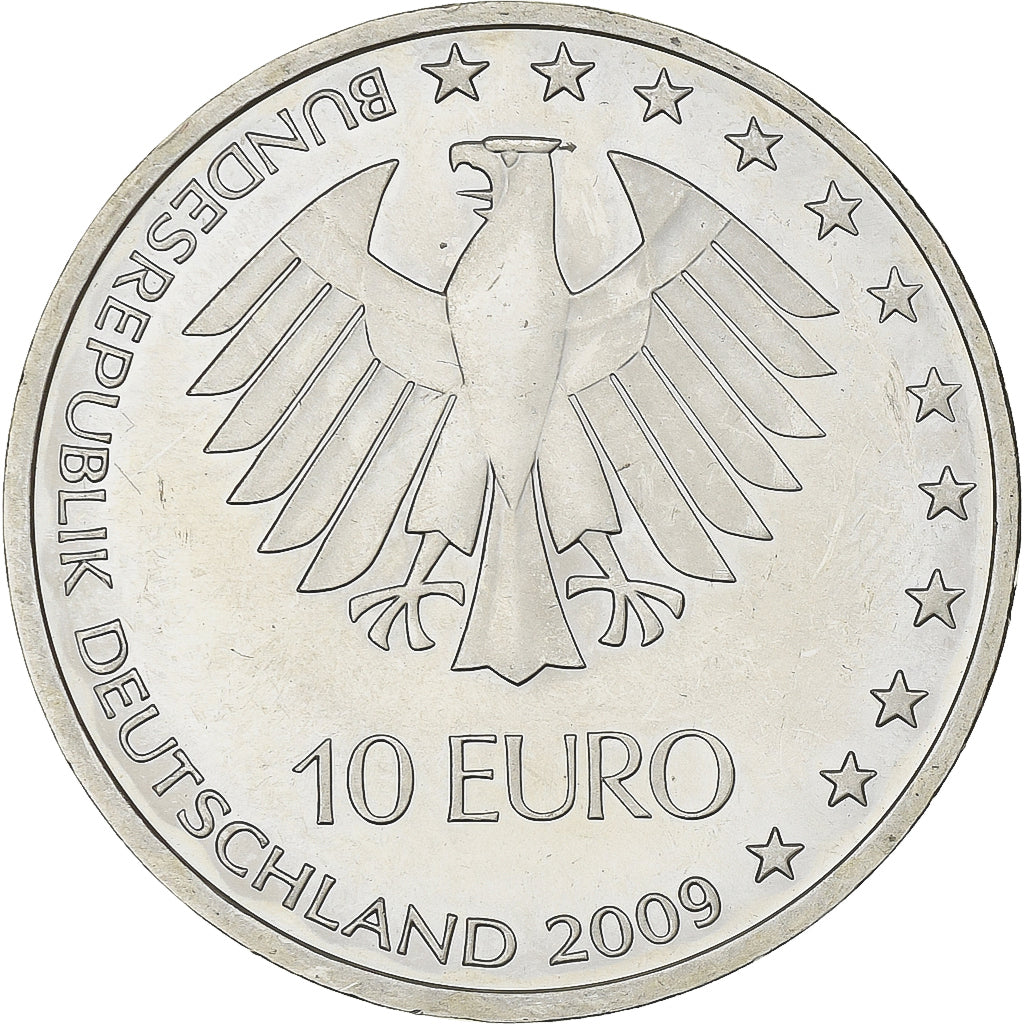Alemania, 10 Euro, Athlétisme, 2009, Stuttgart, Plata, SC, KM:279