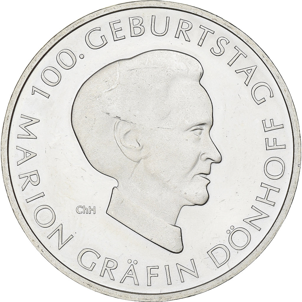 Alemania, 10 Euro, Marion Countess Dönhoff, 2009, Hambourg, Plata, SC, KM:284