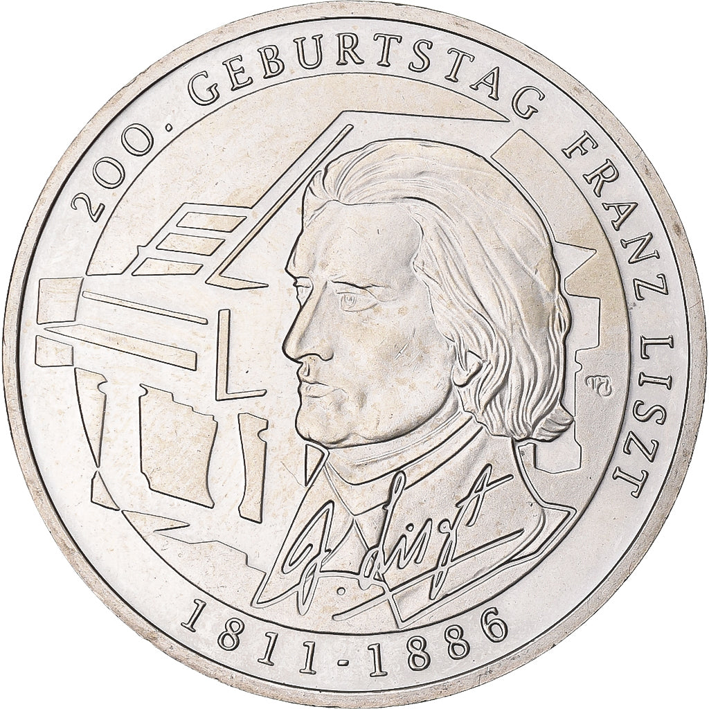 Germany, 10 Euro, Franz Liszt, 2011, Karlsruhe, Silver, MS(63), KM:295