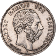 Kingdom of Saxony, Albert, 5 Mark, 1902, Muldenhütten, Silver, AU(50-53)