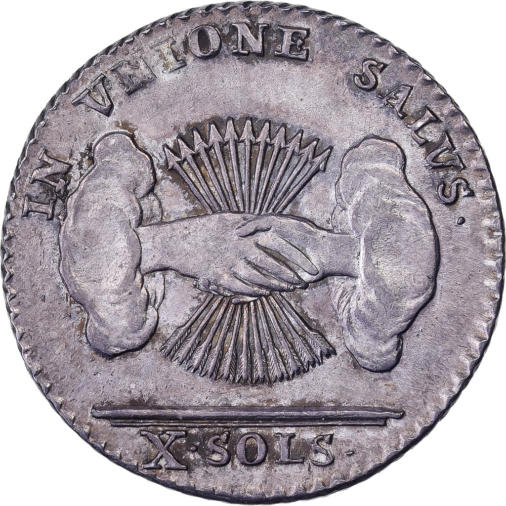 États belgiques unis, 10 Sols, 1790, Bruxelles, Argent, TTB, KM:46