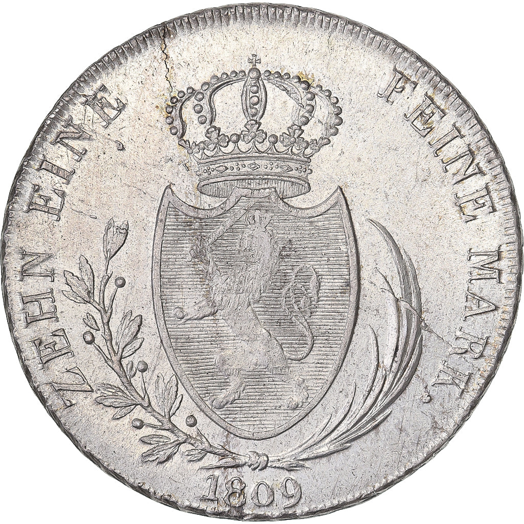 Grand Duchy of Hessen, Ludwig X, Thaler, 1809, Darmstadt, Prata, AU(55-58)