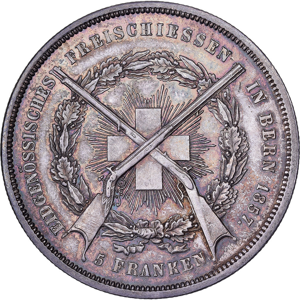 Switzerland, 5 Franken, Shooting festival, 1857, Bern, Silver, AU(55-58)