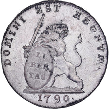 États belgiques unis, Lion d'argent / 3 Florins, 1790, Bruxelles, Argent, SUP
