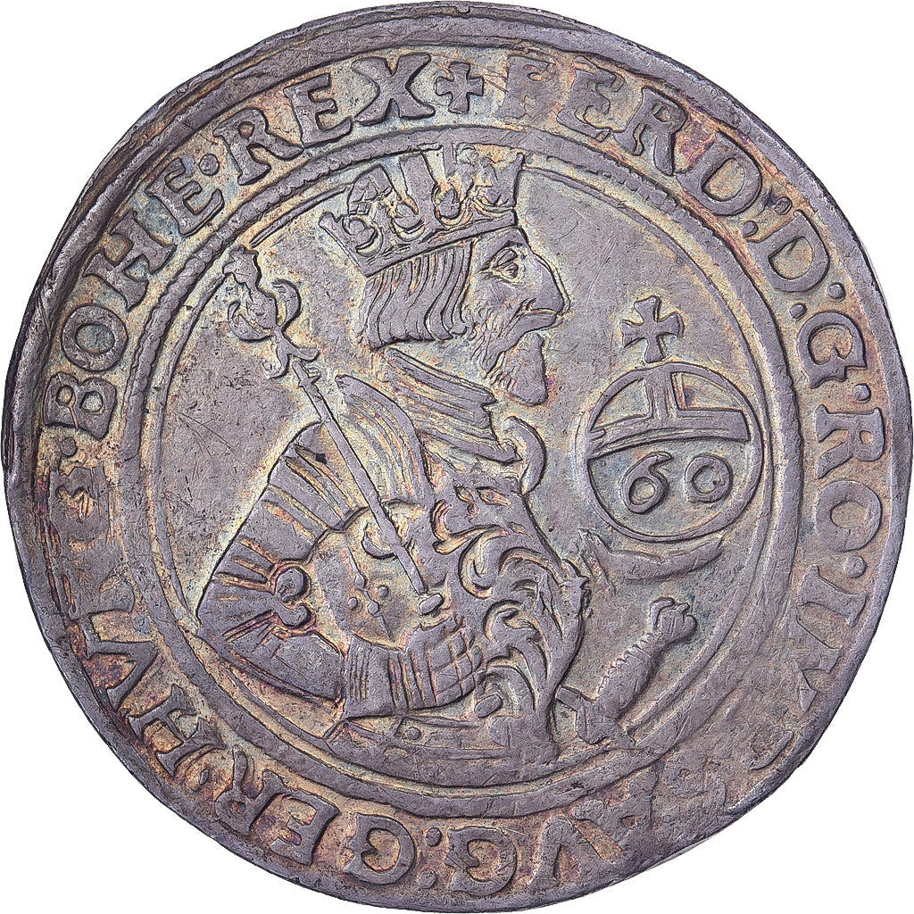 Austria, Ferdinand I, Guldentaler / 60 Kreuzer, 1562, Hall, Plata, MBC+