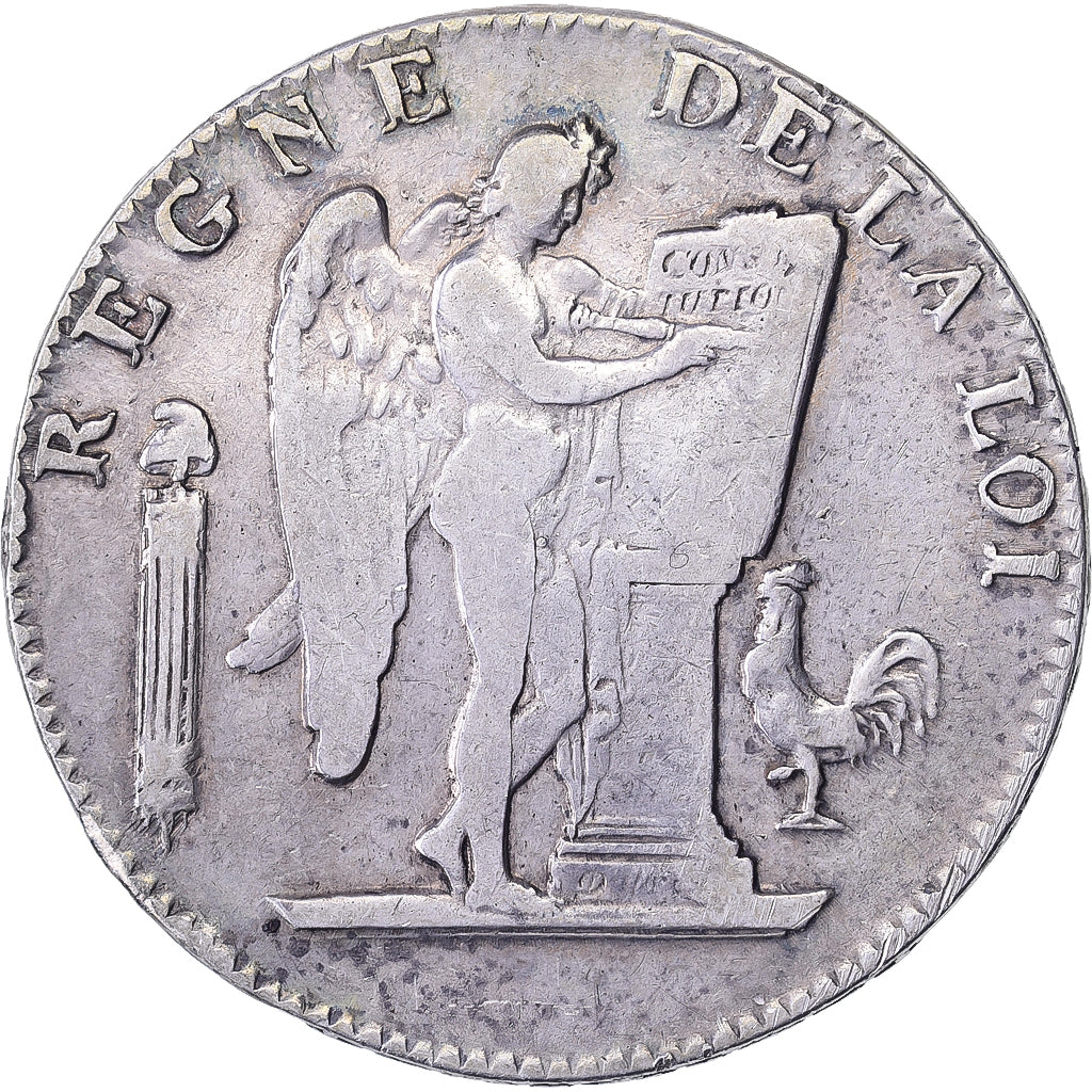 France, Ecu de 6 Livres, ND(1794) - An II, Rouen, Silver, VF(30-35), Gadoury:60