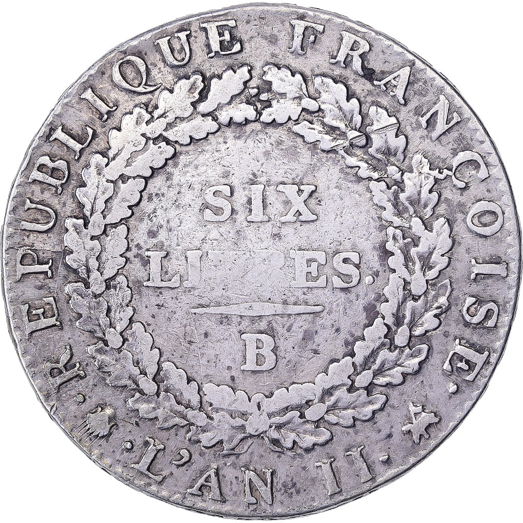 France, Ecu de 6 Livres, ND(1794) - An II, Rouen, Silver, VF(30-35), Gadoury:60