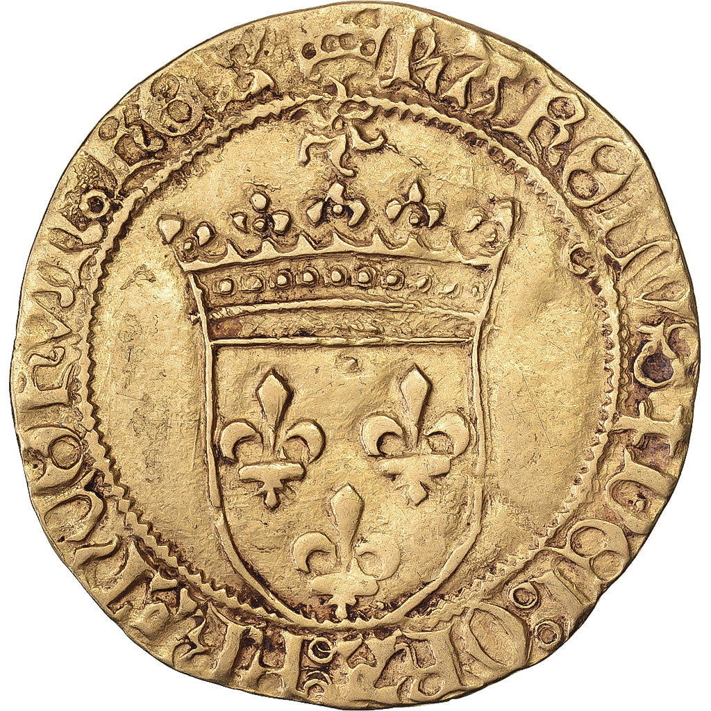 France, Charles VIII, Écu d'or au soleil, 1483-1494, Toulouse, Or, TTB