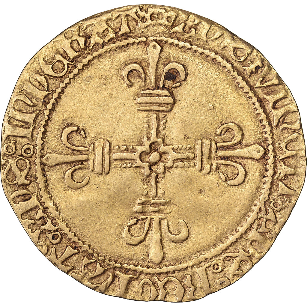 France, Charles VIII, Écu d'or au soleil, 1483-1494, Toulouse, Or, TTB