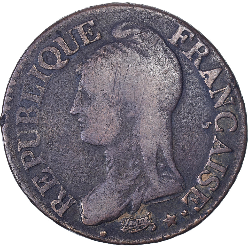 France, 5 Centimes, Dupré, AN 7, Strasbourg, Copper, VF(20-25), Gadoury:126