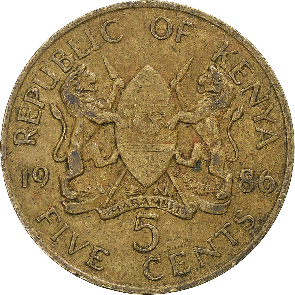 Quénia, 5 Cents, 1986