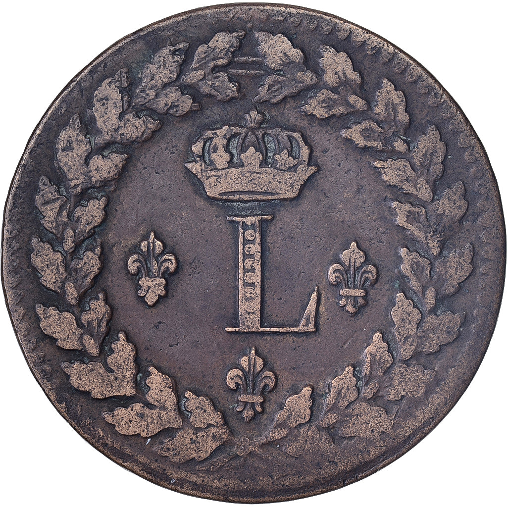 France, Louis XVIII, 1 Décime, 1815, Strasbourg, Bronze, VF(20-25)