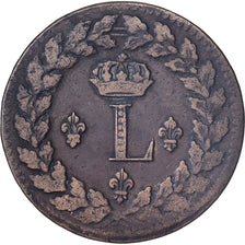 France, Louis XVIII, 1 Décime, 1815, Strasbourg, Bronze, VF(20-25)