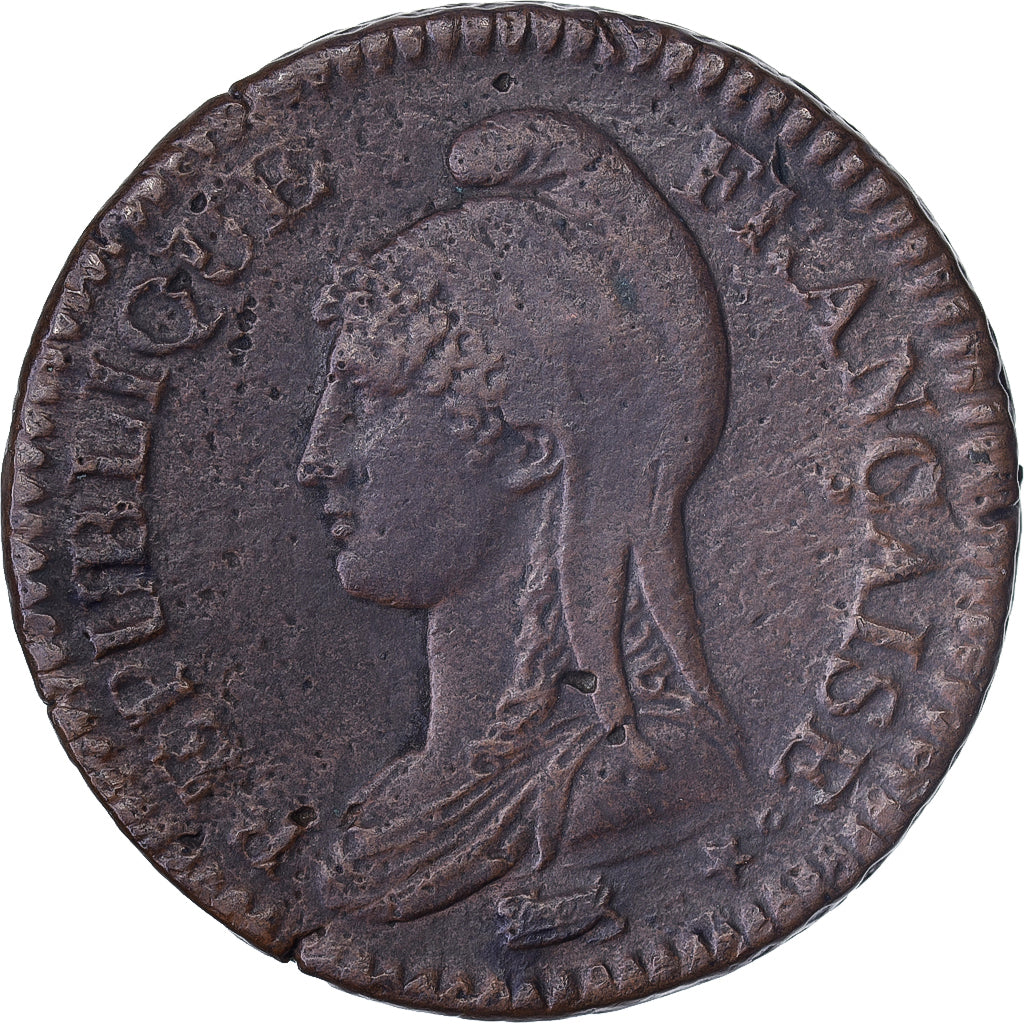 France, 2 Décimes, Dupré, AN 4, Paris, Copper, VF(30-35), Gadoury:300
