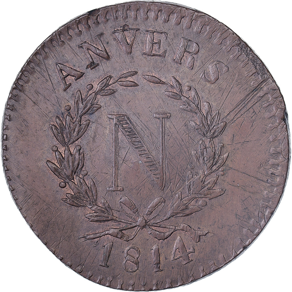 Frankreich, Napoleon I, 10 Centimes, 1814, Antwerpen, Siege Coinage, Kupfer, S