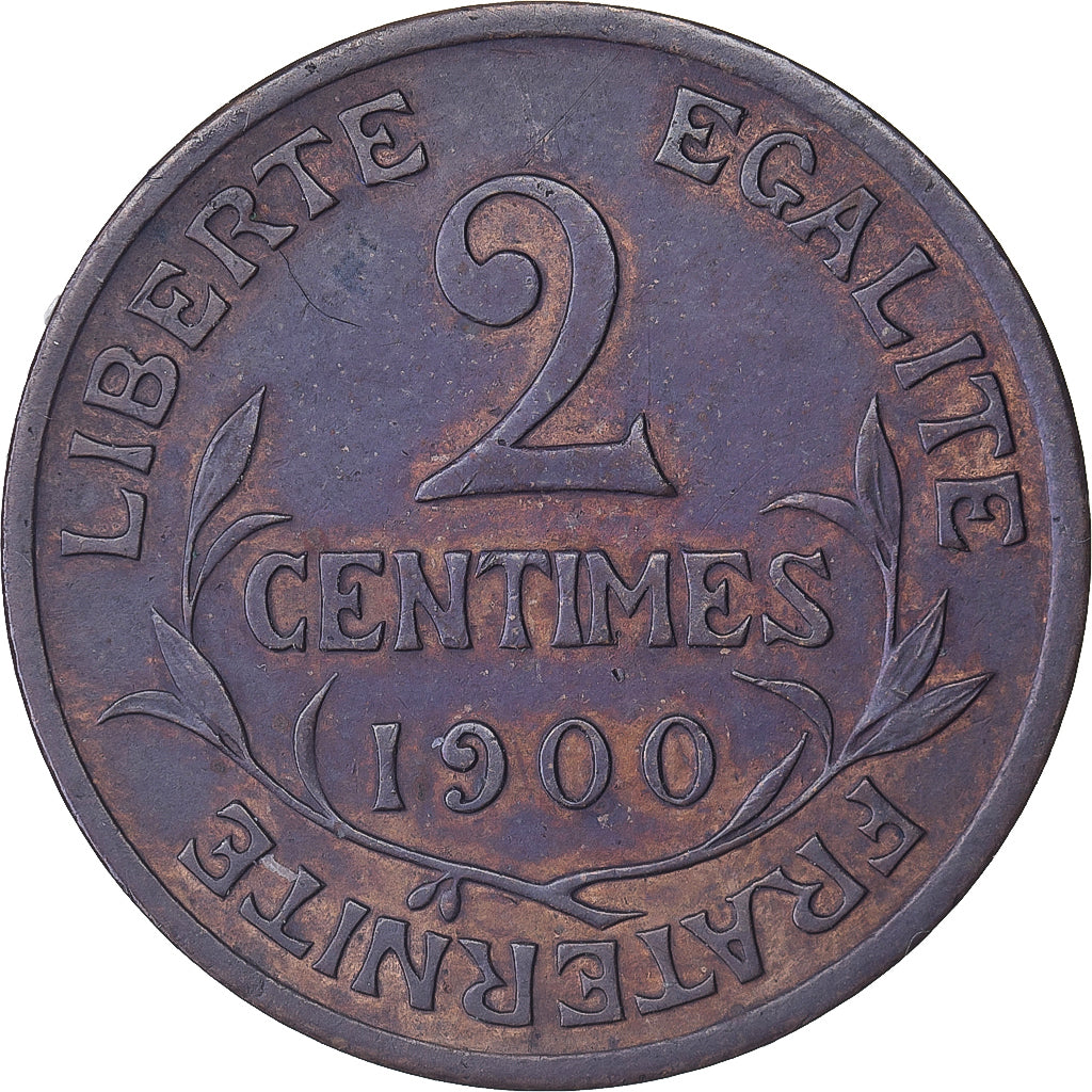 Francja, 2 Centimes, Daniel-Dupuis, 1900, Paris, Brązowy, EF(40-45)