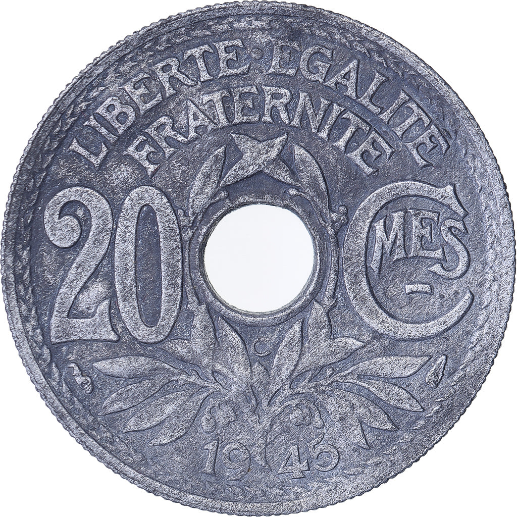 Francja, 20 Centimes, 1945, Castelsarrasin, Cynk, VF(20-25), Gadoury:324