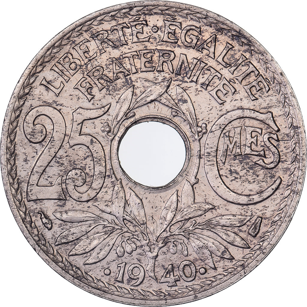France, 25 Centimes, Lindauer, 1940, Paris, Maillechort, SUP, Gadoury:381