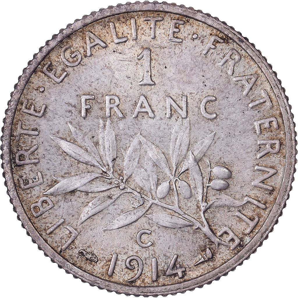France, 1 Franc, Semeuse, 1914, Castelsarrasin, Silver, AU(50-53), Gadoury:467