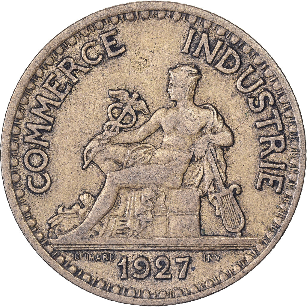 Francia, 2 Francs, Chambre de commerce, 1927, Paris, Rame-alluminio, MB+