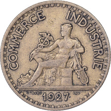 França, 2 Francs, Chambre de commerce, 1927, Paris, Cobre-Alumínio, VF(30-35)