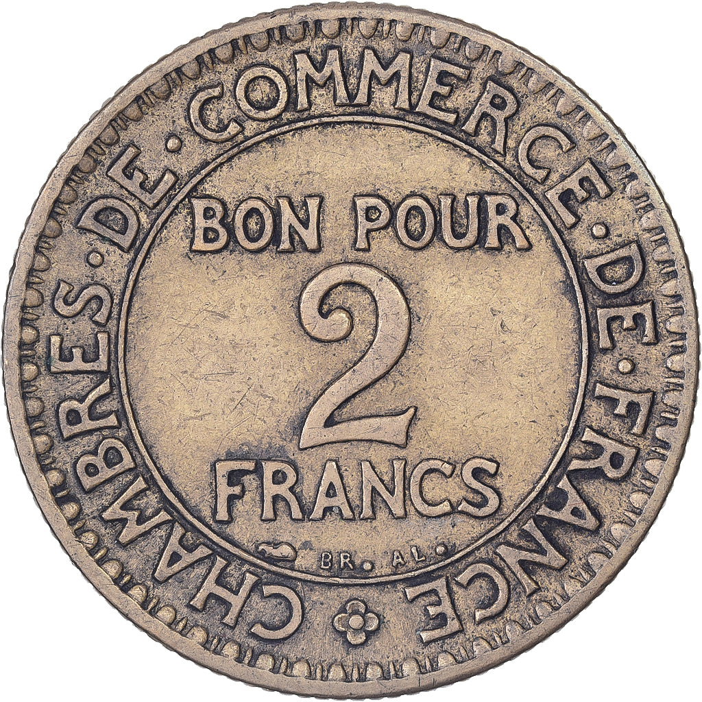 Francia, 2 Francs, Chambre de commerce, 1927, Paris, Rame-alluminio, MB+