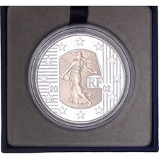 France, 5 Euro, Merci Le Franc !, Proof, 2002, MDP, Silver and Gold, MS(65-70)