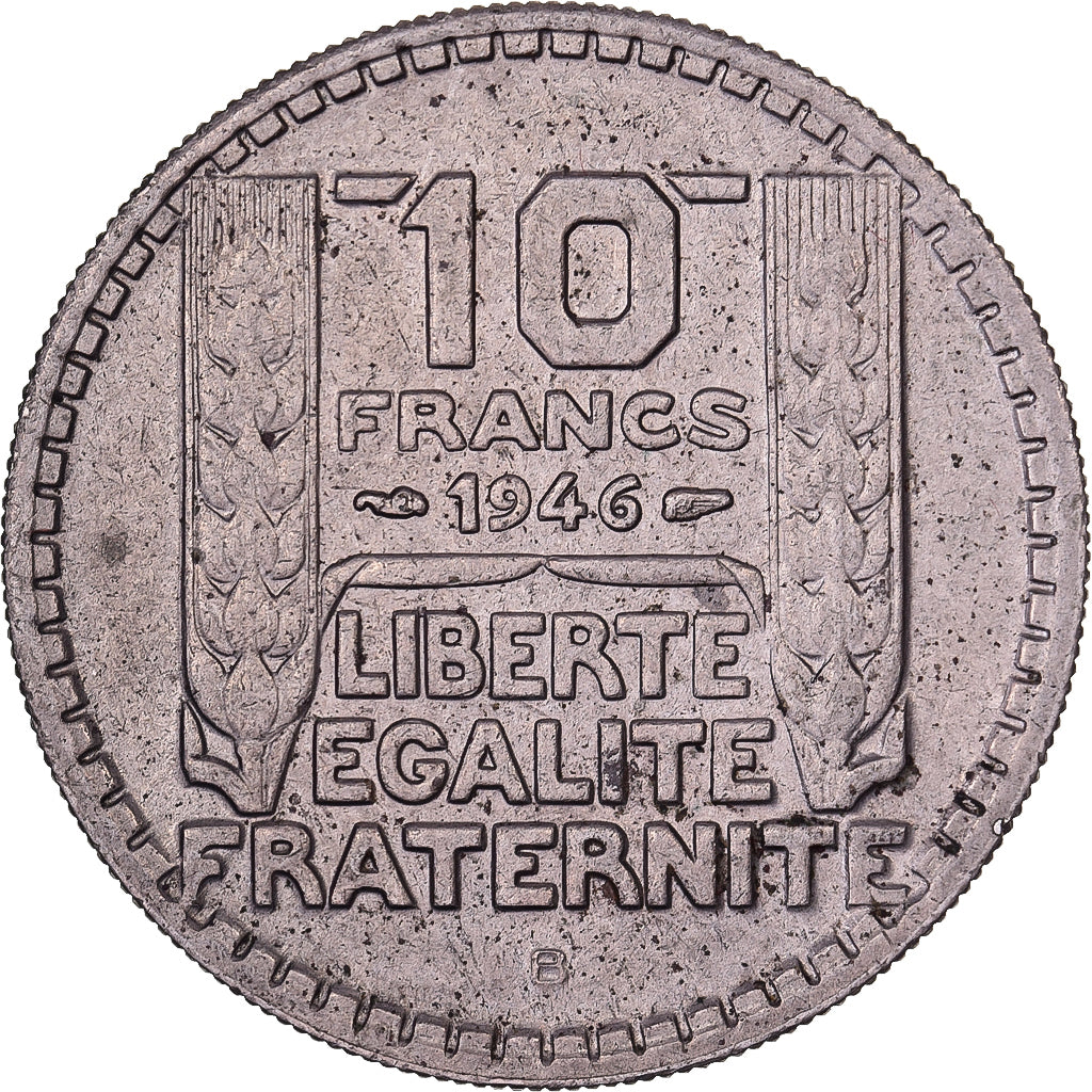 França, 10 Francs, Turin, 1946, Beaumont le Roger, Cupronickel, EF(40-45)