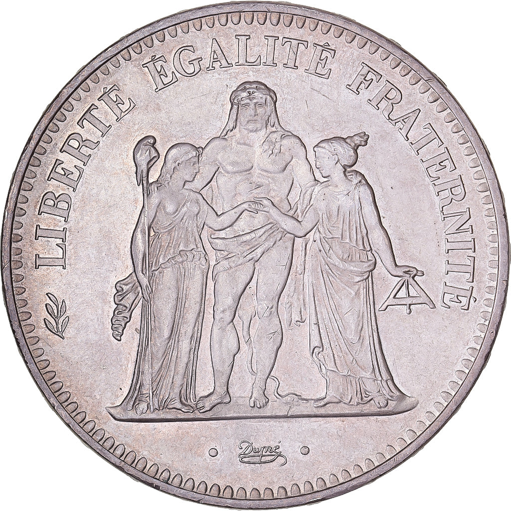 France, 50 Francs, Hercule, 1974, MDP, Obverse of 20 francs, Silver, AU(50-53)