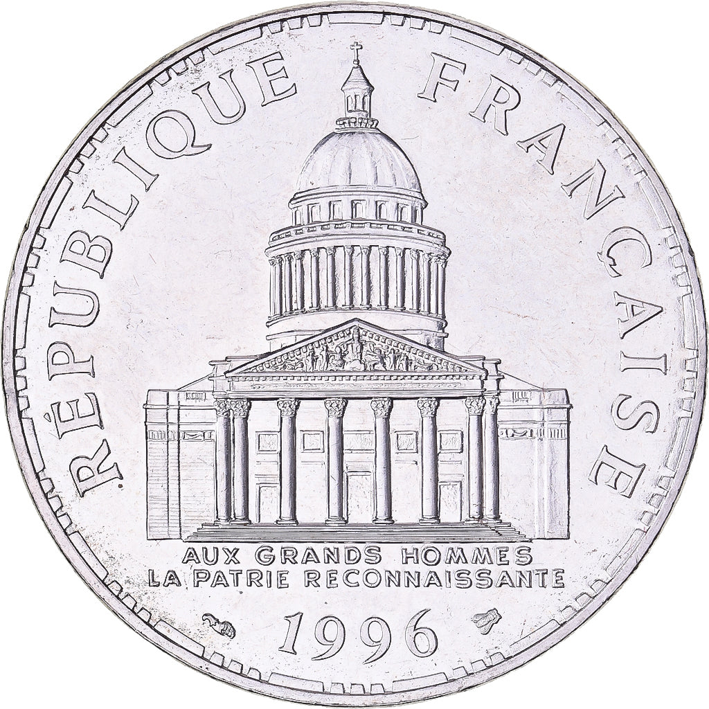 França, 100 Francs, Panthéon, 1996, MDP, Proof, Prata, MS(63), Gadoury:898