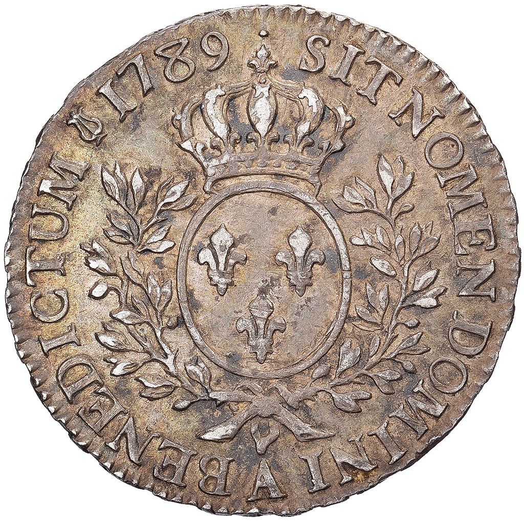 Francia, Louis XVI, 1/2 Ecu aux branches d'olivier, 1789, Paris, Plata, MBC